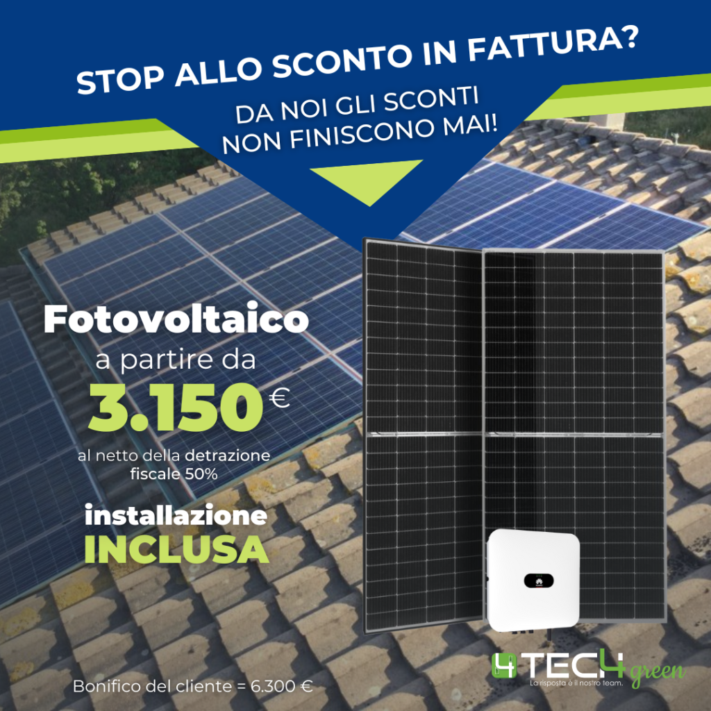 Promo fotovoltaico a partire da 3.150€ installazione inclusa